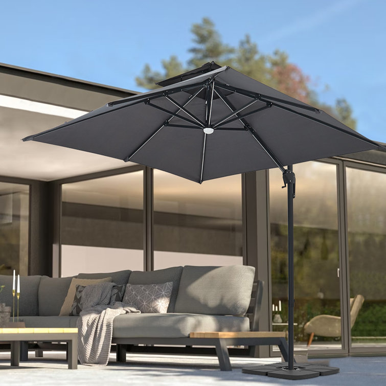 Dakota Fields Annino M Square Cantilever Parasol With Led Light